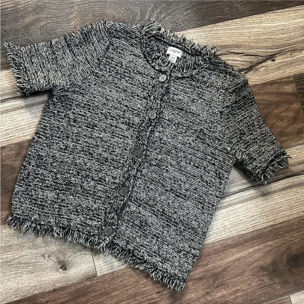 J.Crew Short-Sleeve Fringe Cardigan Sweater